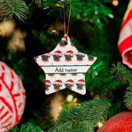 Mops Hundras Julstjärnor Julgransprydnad Keramik