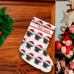 Mops Hundras Julstjärnor Liten Julstrumpa