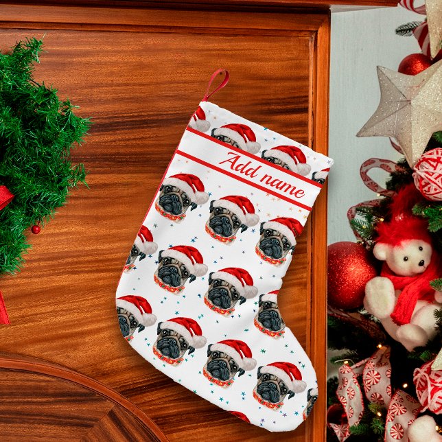 Mops Hundras Julstjärnor Liten Julstrumpa (Skapare uppladdad)