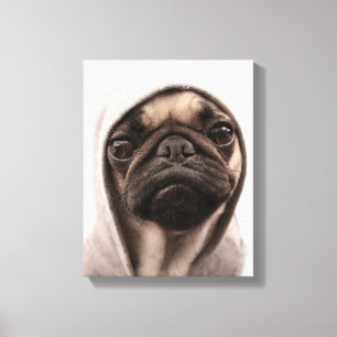 Mops i en Hoodie Canvastryck