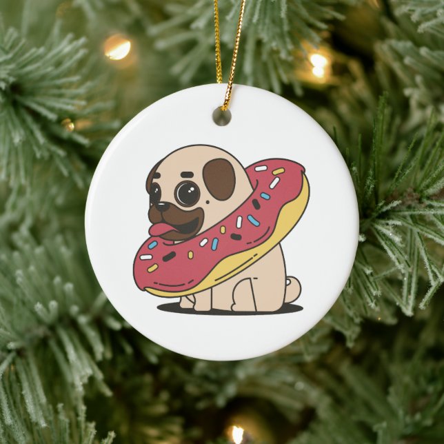 Mops i munk julgransprydnad keramik (Träd)