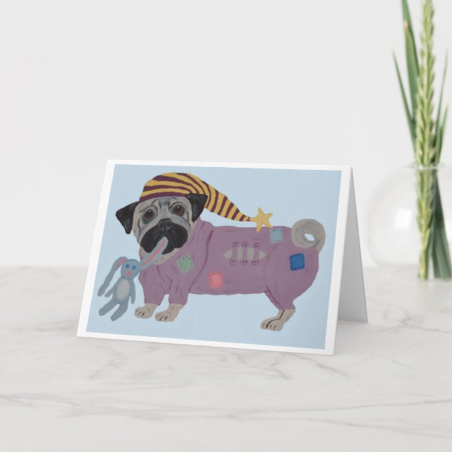 Mops i nattlinne  kort (Framsida)