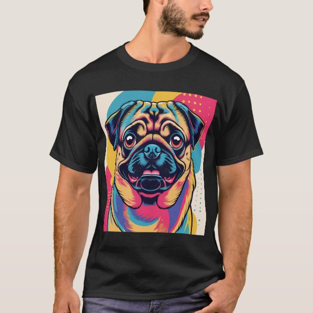 Mops i Popkonst En T Shirt (Framsida)