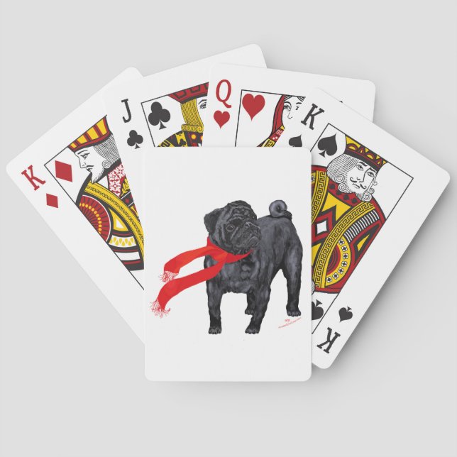 Mops i röd halsduk spel kort (Baksidan)