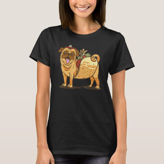 Mops i Taco Dog Mexican T Shirt (Framsida)