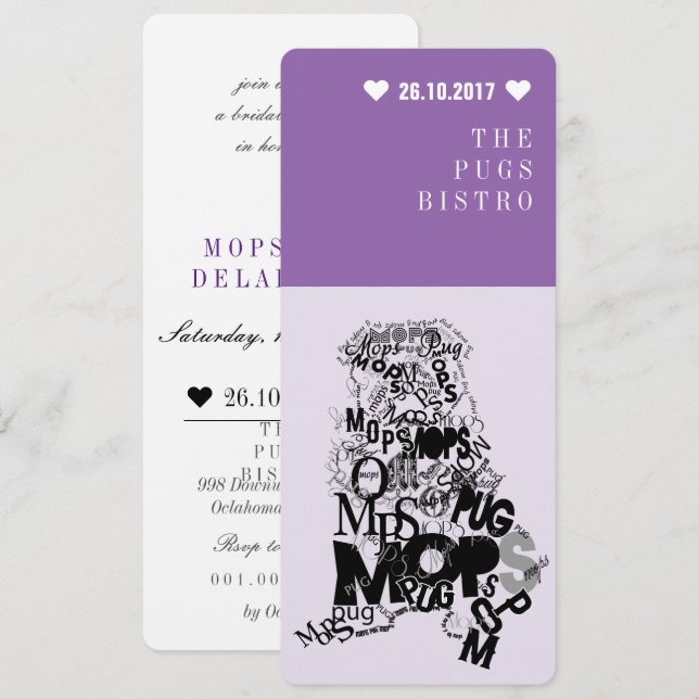 Mops inbjudan (Fram/baksida)