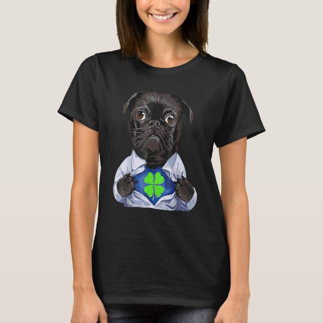 Mops irländsk C St Patrick dag hund T Shirt (Framsida)