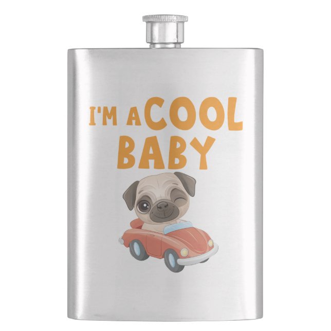 Mops Jag är en cool baby Fickplunta (Framsidan)