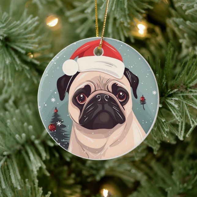 Mops jul julgransprydnad keramik (Träd)