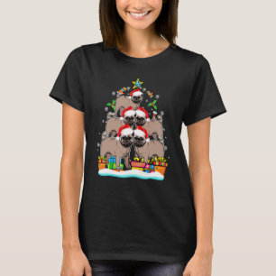 Mops julgran jultomte hatt dekorationer Xmas T Shirt