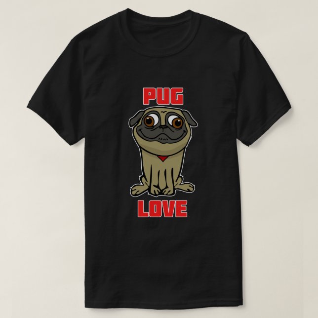 Mops Kärlek T Shirt (Design framsida)