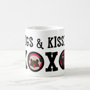 Mops & kyssar XOXO lismar den svart mopsmuggen Kaffemugg
