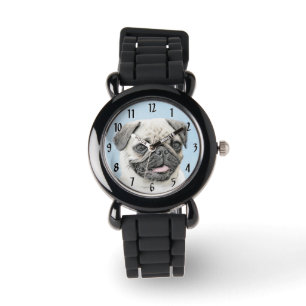 Mops-målning - Söt originell hundkonst Armbandsur