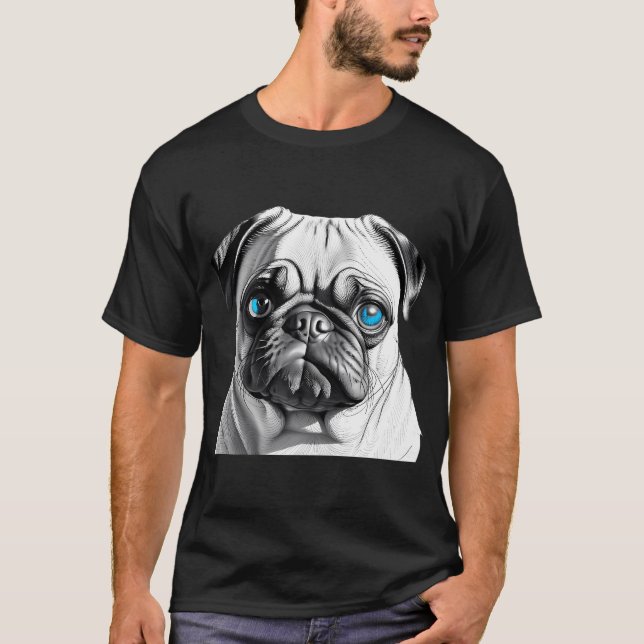 Mops med blå ögon t shirt (Framsida)