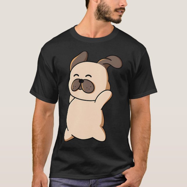 Mops med en pizza-skiva t shirt (Framsida)