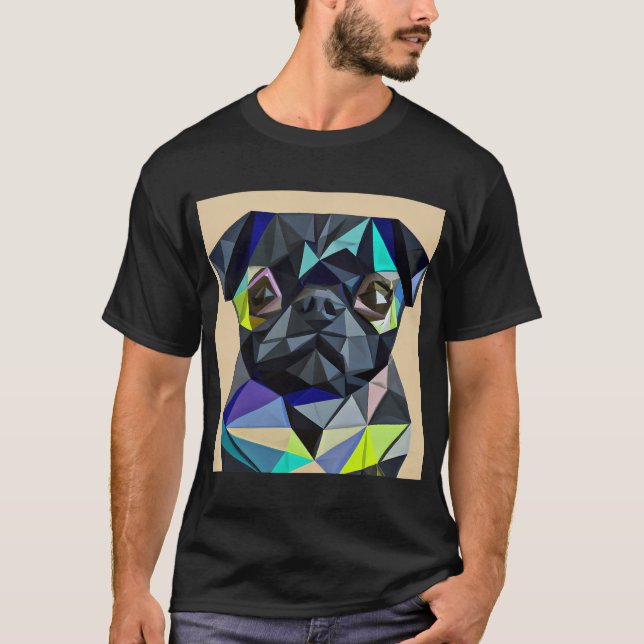Mops med geometrisk abstraktion t shirt (Framsida)