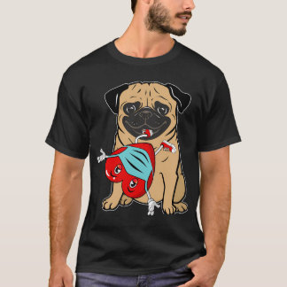 mops med hjärta som bär mask Glad Alla Hjärtans Da T Shirt