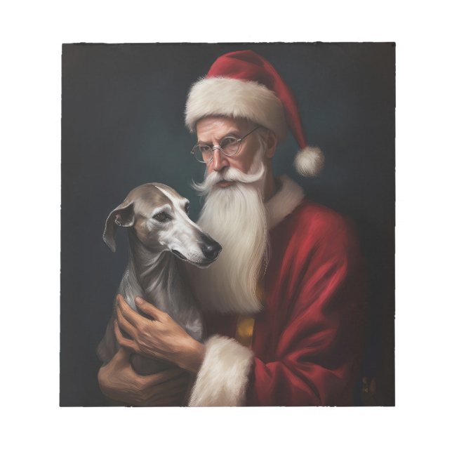 Mops med jultomten festlig jul anteckningsblock (Framsida)