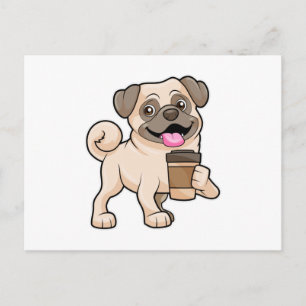 Mops med kaffe att ta med sig vykort