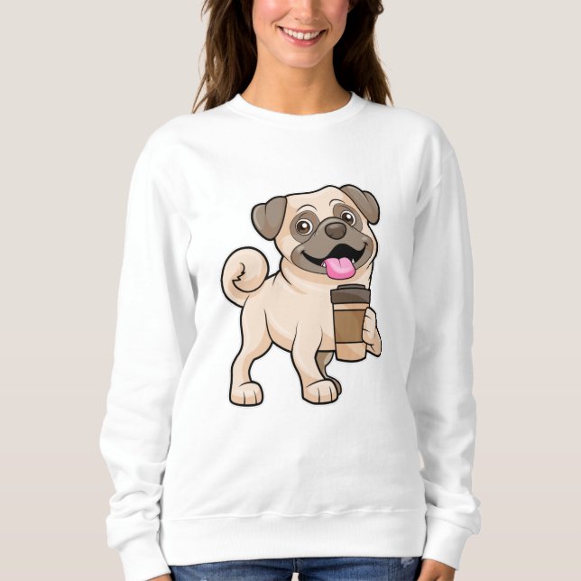 Mops med kaffe att ta med t shirt (Framsida)