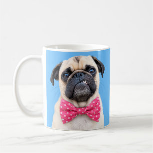 Mops med rosa rosett kaffemugg