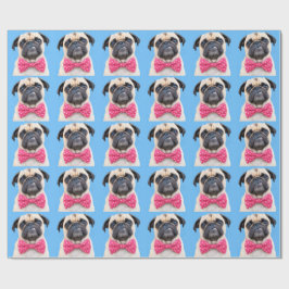 Mops med rosa rosett presentpapper