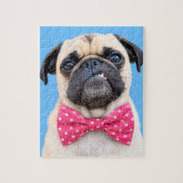 Mops med rosa rosett pussel