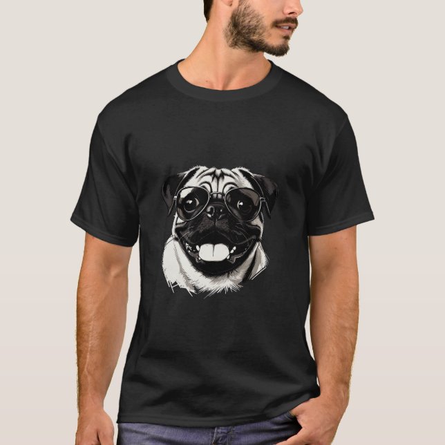 Mops med solglasögon t shirt (Framsida)