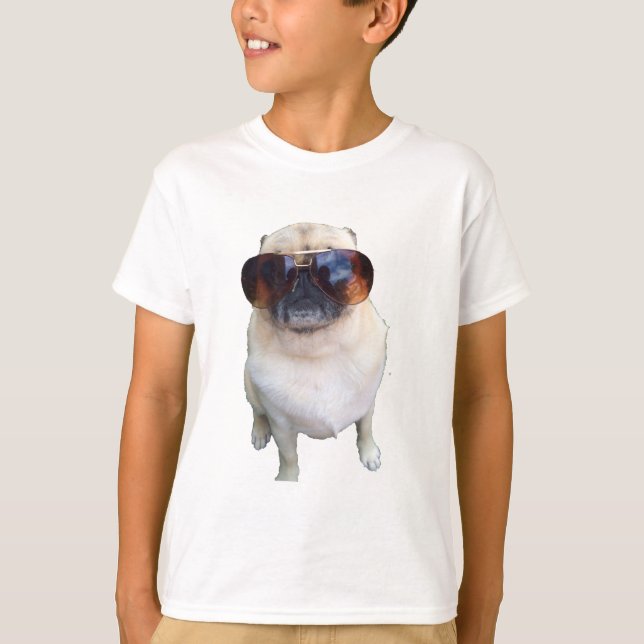 Mops med solglasögon tee shirt (Framsida)