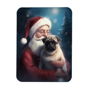 Mops med tomte festlig jul magnet