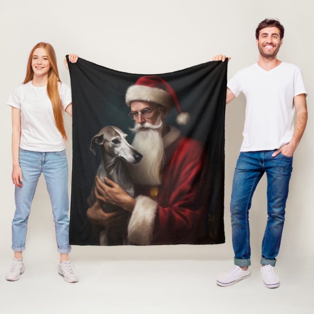 Mops med Tomte Glädjande Jul Fleecefilt (På plats)