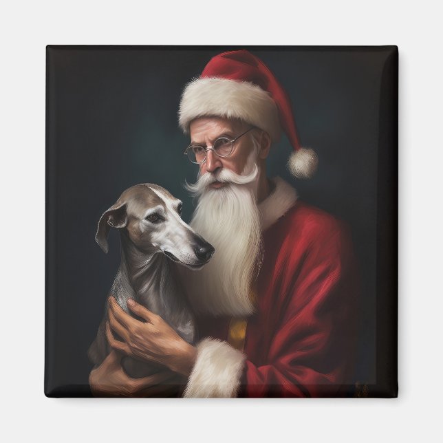 Mops med Tomte Glädjande Jul Magnet (Framsidan)