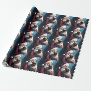 Mops Med Tomte Julfirande Jul Presentpapper