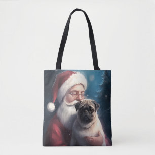 Mops Med Tomte Julfirande Jul Tygkasse