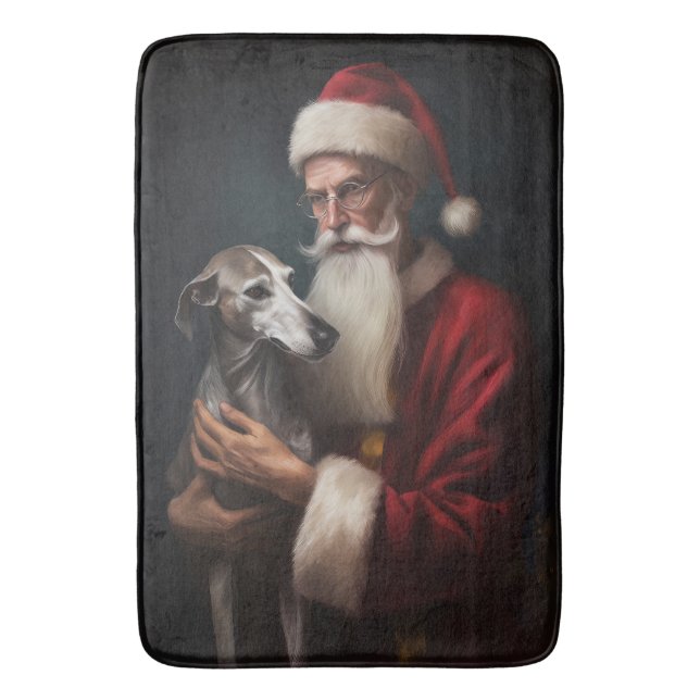 Mops med tomten Festiv jul Badrumsmatta (Framsidan (Vertikal))