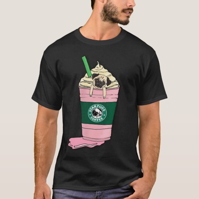 Mops Milkshake Kopp T Shirt (Framsida)