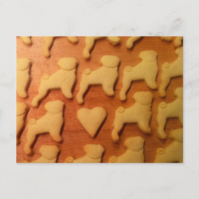 Mops mit Herz. Pug med hjärta Vykort (Framsida)