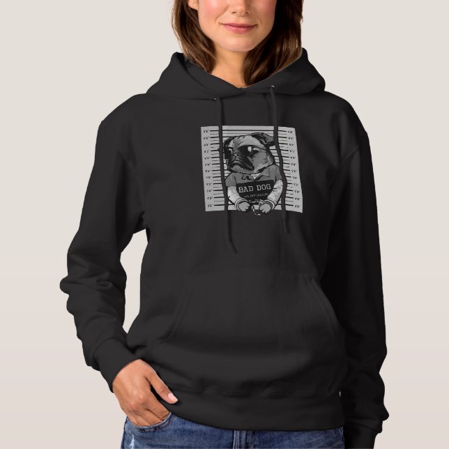 Mops Mug Shot Brottslig Hund 1 T Shirt (Framsida)