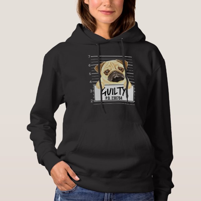Mops Mugshot Dömd Hund T Shirt (Framsida)