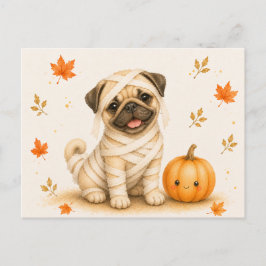Mops-mumie Halloween Vykort