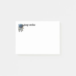 Mops noterar post-it block