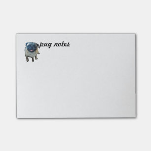 Mops noterar post-it block