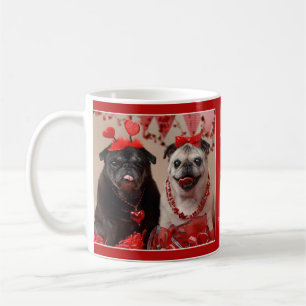 Mops- och för kyssvalentinmops mugg