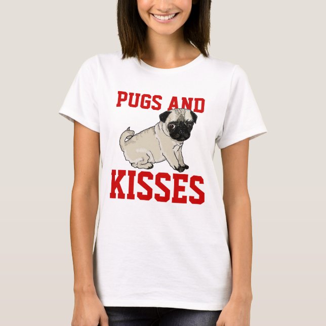 Mops och kyssdamskjorta t-shirt (Framsida)