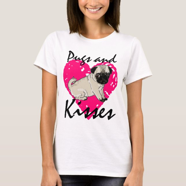 Mops och kyssdamskjorta t shirt (Framsida)