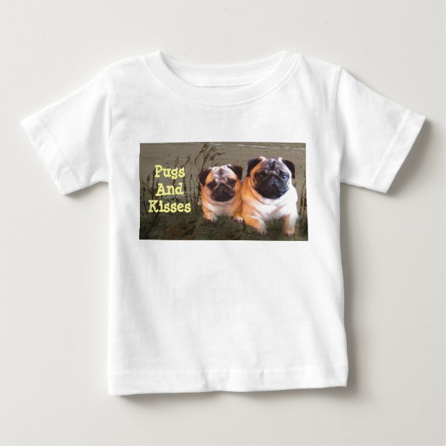 Mops och kyssspädbarnT-tröja Tee (Framsida)