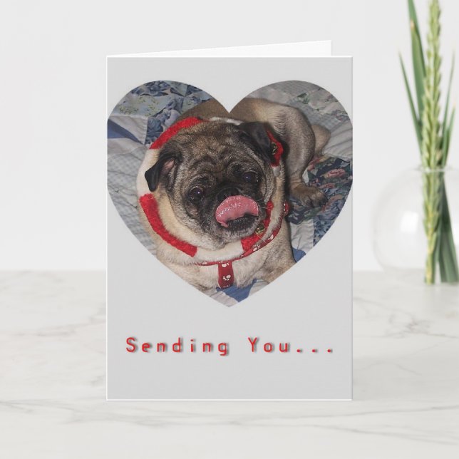 Mops och kyssvalentin kort för dag (Framsida)