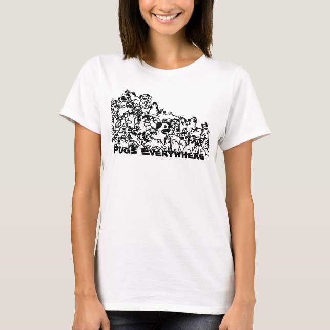 Mops överallt t-shirt (Framsida)