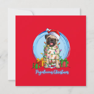 Mops på julen  Julkort