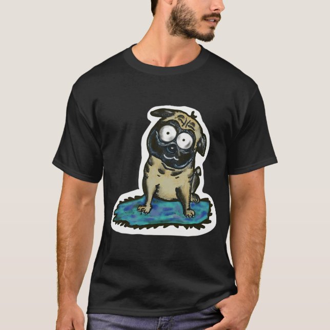 Mops på matta, Mops tecknad T Shirt (Framsida)